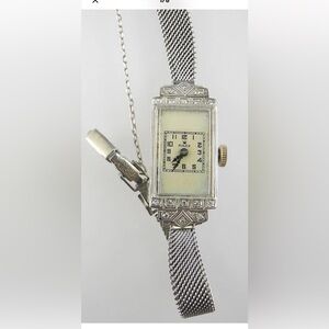 Rolex vintage Women's 18k white gold manual winding diamond watch